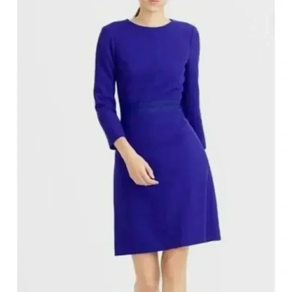 NWT J Crew Double-Faced Wool Royal Blue Crepe Suit Sheath Dress Size 2 - Picture 1 of 10